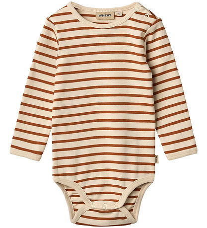 Wheat Bodysuit l/s - Berti - Warm Caramel Stripe