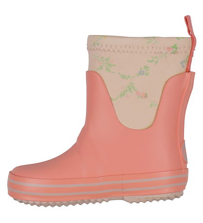 Wheat Rubber Boots - Mist - Rose Checked Flowers