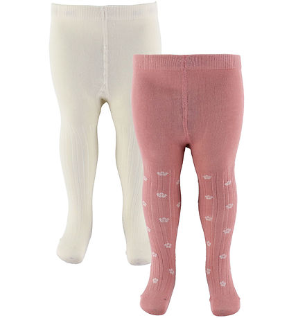 Minymo Strumpfhosen - 2er-Pack - Ash Rose m. Blumen