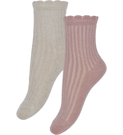 Minymo Socken - 2er-Pack - Ash Rose m. Glitzer