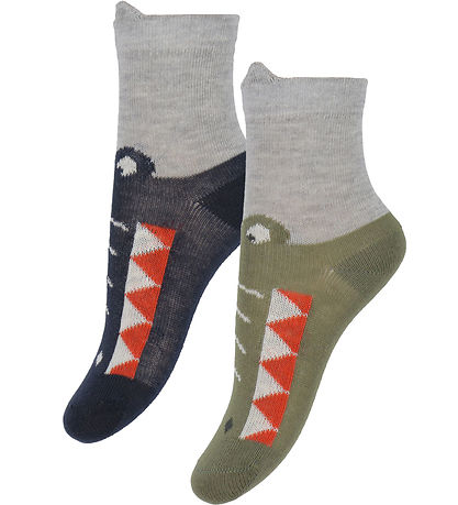 Minymo Socken - 2er-Pack - Dark Navy/Armygrün m. Krokodil