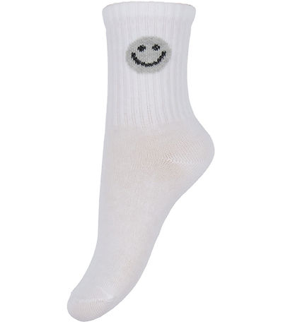 Minymo Socken - 2er-Pack - Grau Meliert/Weiß m. Smiley