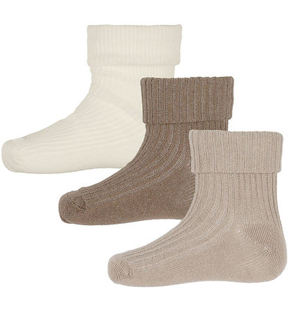 Minymo Socken - 2er-Pack - Rib - Light Taupe