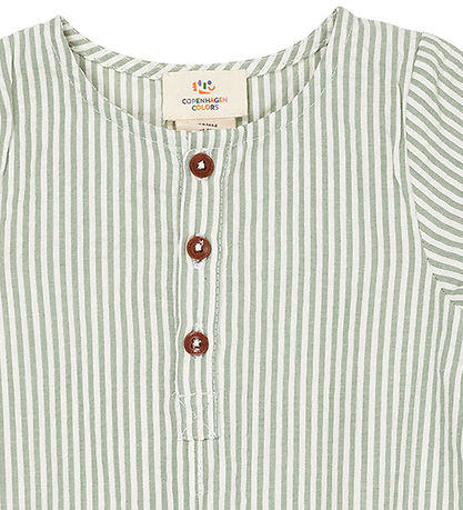 Copenhagen Colors Summer Romper - Green W. Cream Stripe