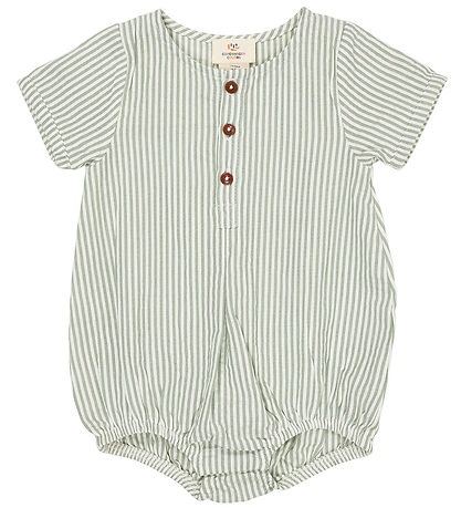 Copenhagen Colors Summer Romper - Green W. Cream Stripe