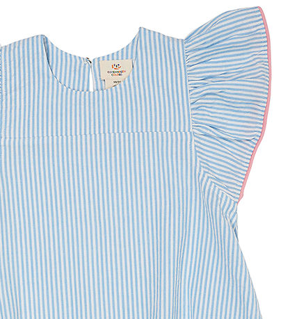 Copenhagen Colors Kjóll - Sky Blue V. Cream Stripe V. Bleikt