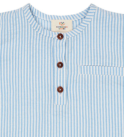 Copenhagen Colors Shorts Set - Sky Blue W Cream Stripe