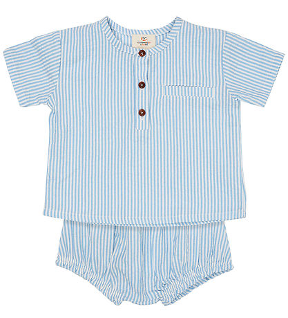 Copenhagen Colors Shorts Set - Sky Blue W Cream Stripe