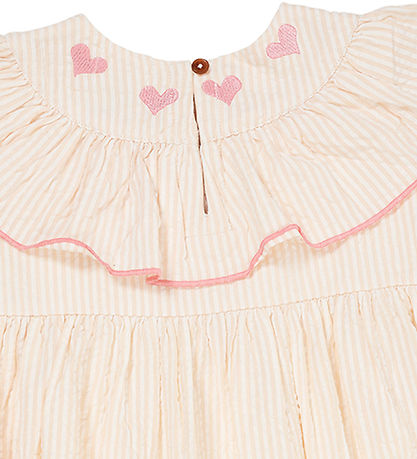 Copenhagen Colors Kjóll - Dusty Rose W. Rjómi Stripe W. Bleikt