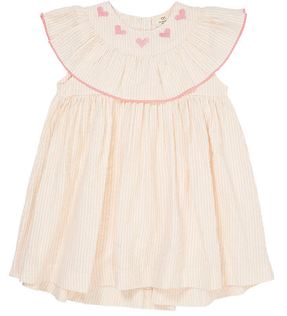 Copenhagen Colors Kjóll - Dusty Rose W. Rjómi Stripe W. Bleikt