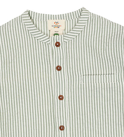 Copenhagen Colors Skyrta - Green V. Cream Stripe