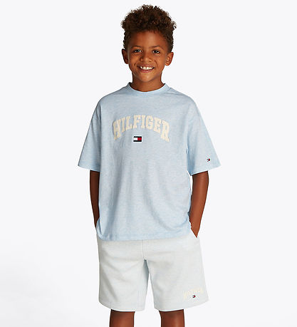 Tommy Hilfiger Stuttermabolur - Varsity - Breezy Blue Heather