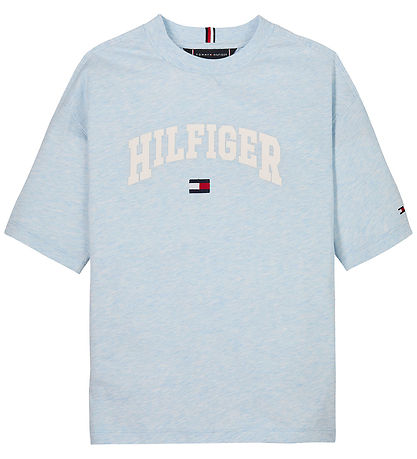 Tommy Hilfiger Stuttermabolur - Varsity - Breezy Blue Heather