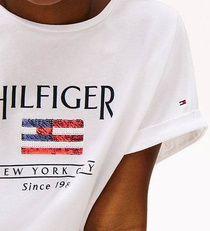 Tommy Hilfiger T-shirt - Sequins Flag - White