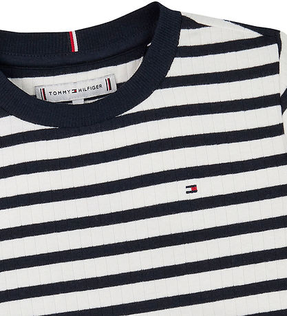 Tommy Hilfiger Stuttermabolur - Ruffle Stripe - Dark Nótt Dökkbl