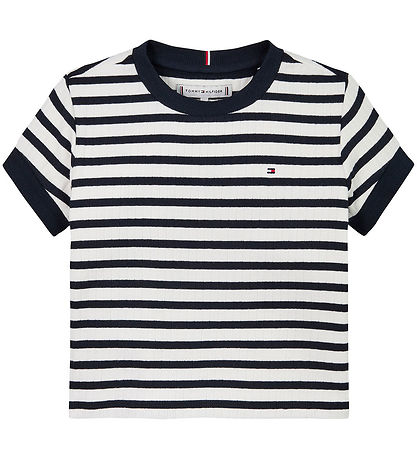 Tommy Hilfiger Stuttermabolur - Ruffle Stripe - Dark Nótt Dökkbl