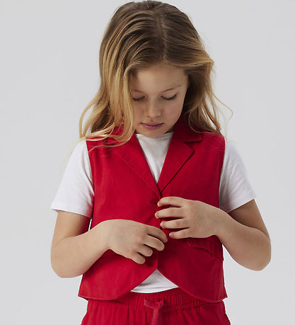 Name It Waistcoat - NkfFalinnen - Card - Chinese Red