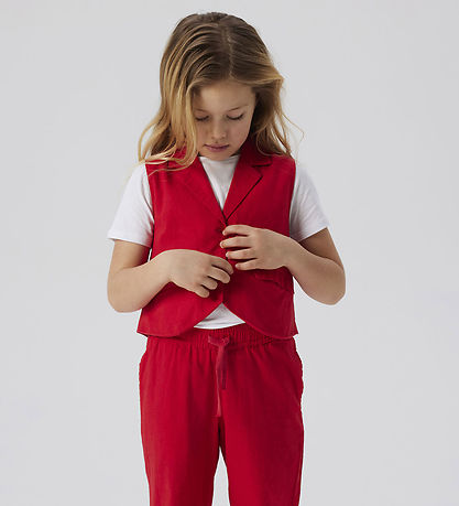 Name It Waistcoat - NkfFalinnen - Card - Chinese Red