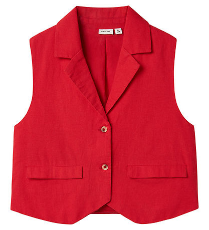 Name It Waistcoat - NkfFalinnen - Card - Chinese Red