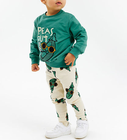 The New Siblings Leggings - Rib - TnstNevi - White Swan/Green w.