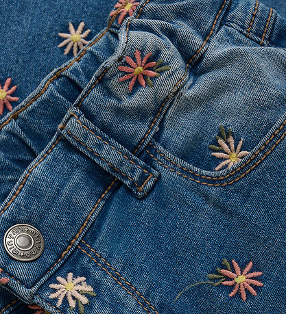 Minymo Jeans w. Embroidery - Blue Fog