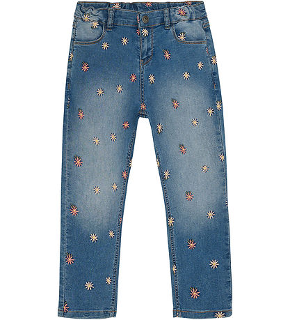 Minymo Jeans w. Embroidery - Blue Fog