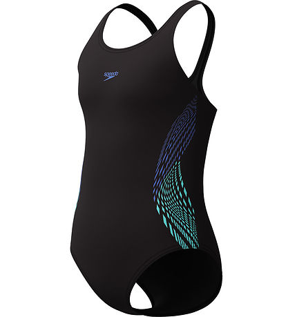 Speedo Swimsuit - Placement Muscleback - Black w. Blue