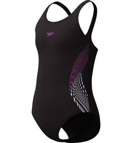 Speedo Sundföt - Placement Muscleback - Svart M. Fjólublátt