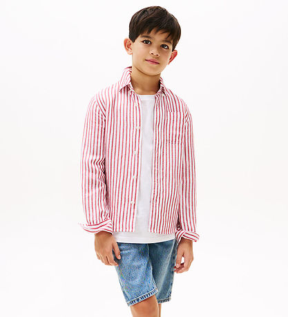 Tommy Hilfiger Skyrta - Aðalrautt Stripe