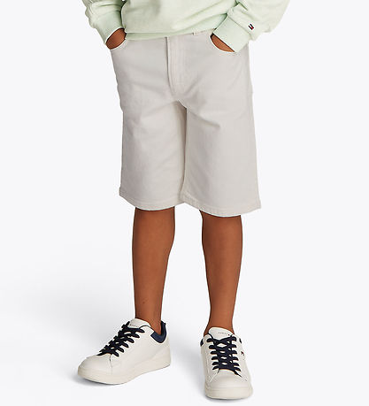 Tommy Hilfiger Stuttbuxur - Gallaefni - Nútíma Straight - Hvítt
