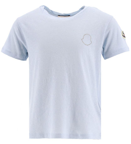 Moncler T-Shirt - Hellblau-Meliert m. Strassstein