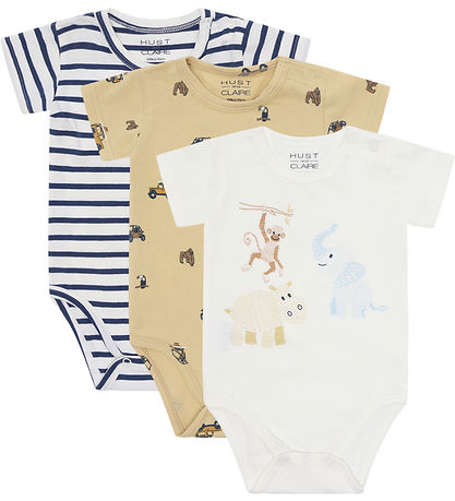 Hust and Claire Bodysuit s/s - 3-Pack - Bertram - Pale Khaki