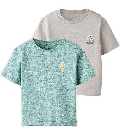 Name It T-shirt - NmmFredery - 2-Pack - Iceland Fossil/Deep Jung