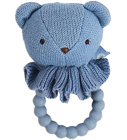 Smallstuff Rattle Teether - Bear - Knitted - 10 cm - Blue