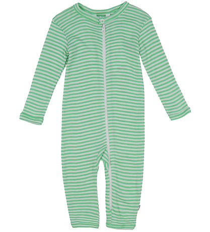 Joha Strampler - Rib - Wolle/Seide - Off White/Grün