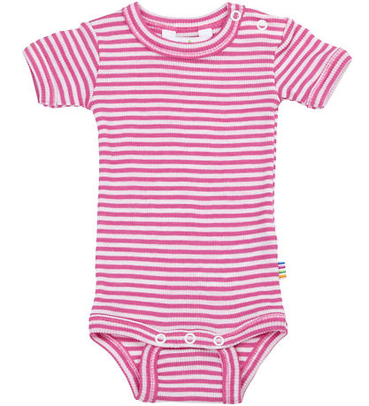 Joha Romper s/s - Rib - Wol/Zijde - Off White/Roze