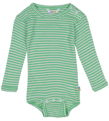 Joha Bodysuit l/s - Rib - Wool/Silk - Off White/Green