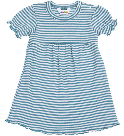 Joha Dress - Rib - Wool/Silk - Off White/Blue