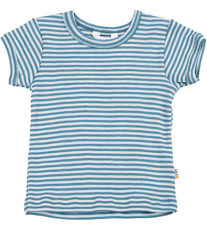 Joha T-shirt - Rib - Wool/Silk - Off White/Blue