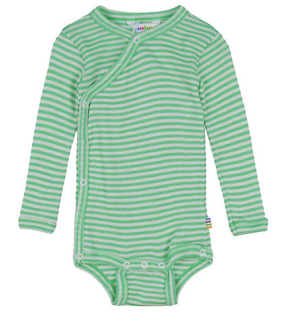 Joha Wikkelromper l/s - Rib - Wol/Zijde - Off White/Groen