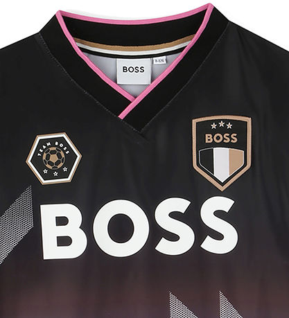 BOSS Stuttermabolur - Team BOSS - Svart M. Bleikt