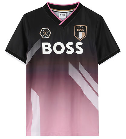 BOSS Stuttermabolur - Team BOSS - Svart M. Bleikt