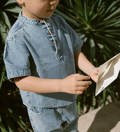 Lil' Atelier Stuttermabolur - NmmFundo - Medium+ Blue Denim
