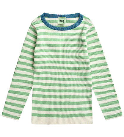 FUB Bluse - Rib - Ecru/Smaragd