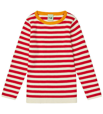 FUB Bluse - Rib - Ecru/Ruby Rot