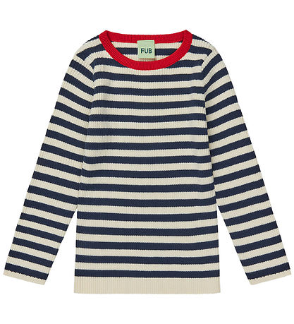 FUB Blouse - Rib - Ecru/Dark Navy
