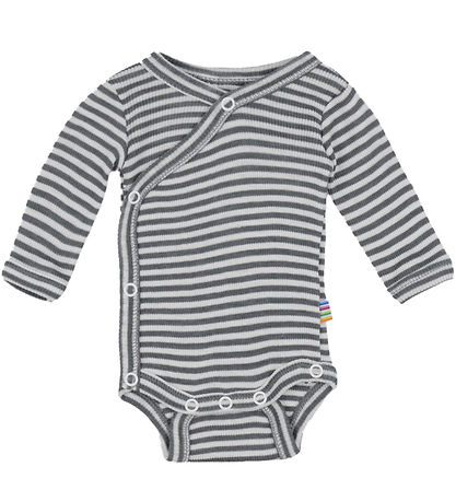 Joha Wrap-rond Romper - Rib - Wol/Zijde - Donkergrijs