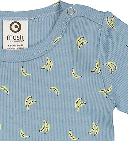 Müsli Body k/ä - Rib - Banana - Ocean/Majs/Natt Blue