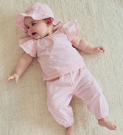 Müsli Trousers - Seesucker Stripe -Flared - Conditioner Cream/Bu