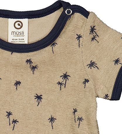 Müsli Bodysuit s/s - Palm - Cashmere/Night Blue